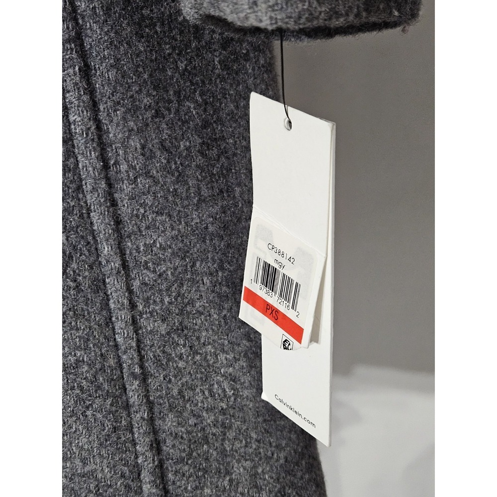 Calvin Klein Grey Women's Wool Blend Angled Twill Wrap Belted Coat Size XS - Picture 15 of 15